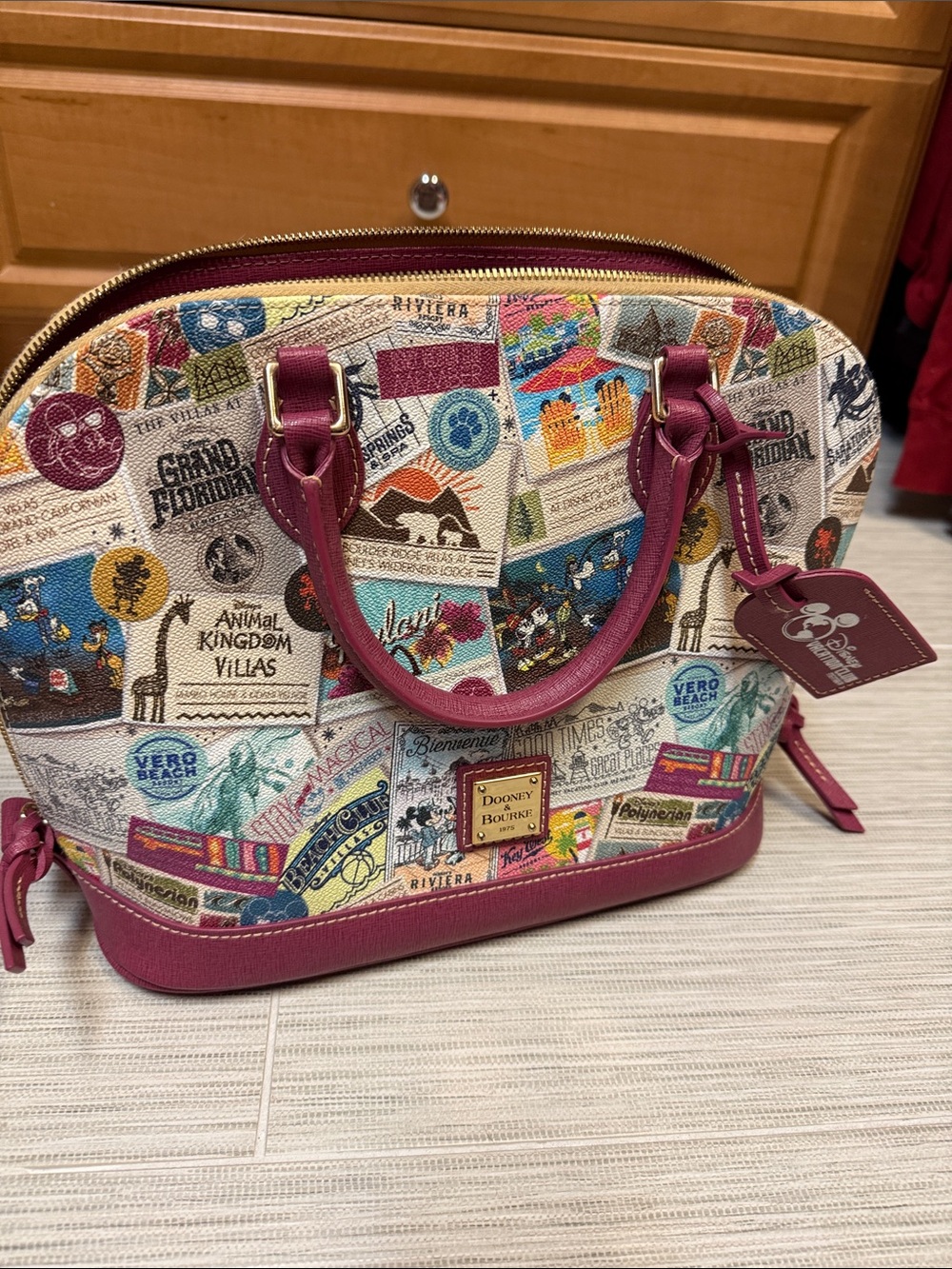 Dooney & Bourke Pink Multi Signature Dome Satchel